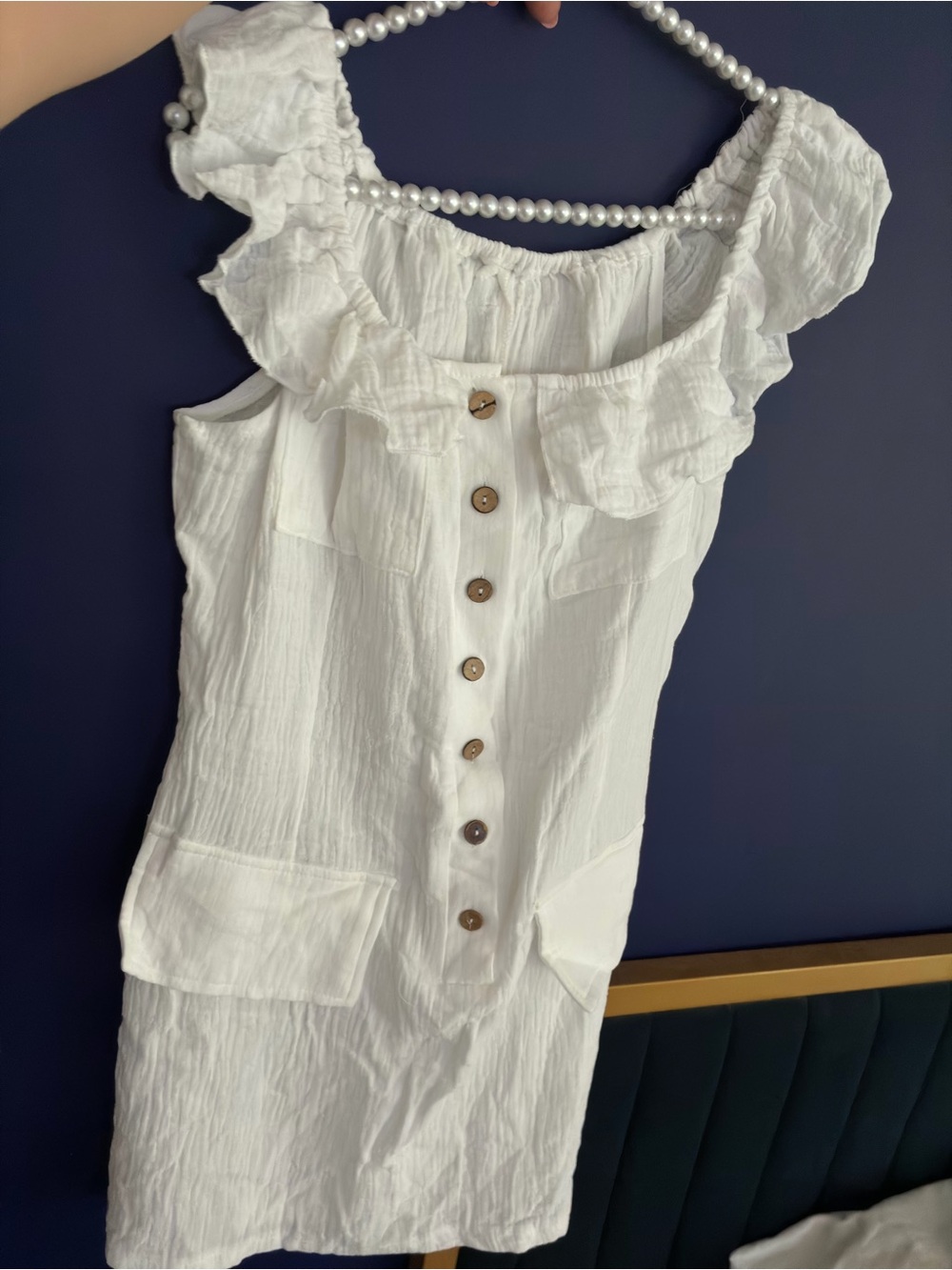 White Ruffle Button-Front Sundress